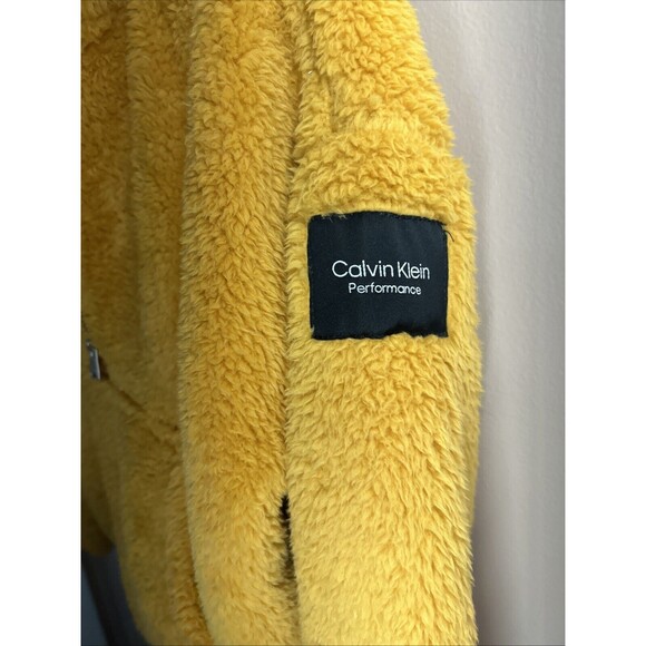 Calvin Klein Performance Hooded Sherpa Sweater Yellow Size Medium Size Women’s - Picture 5 of 9